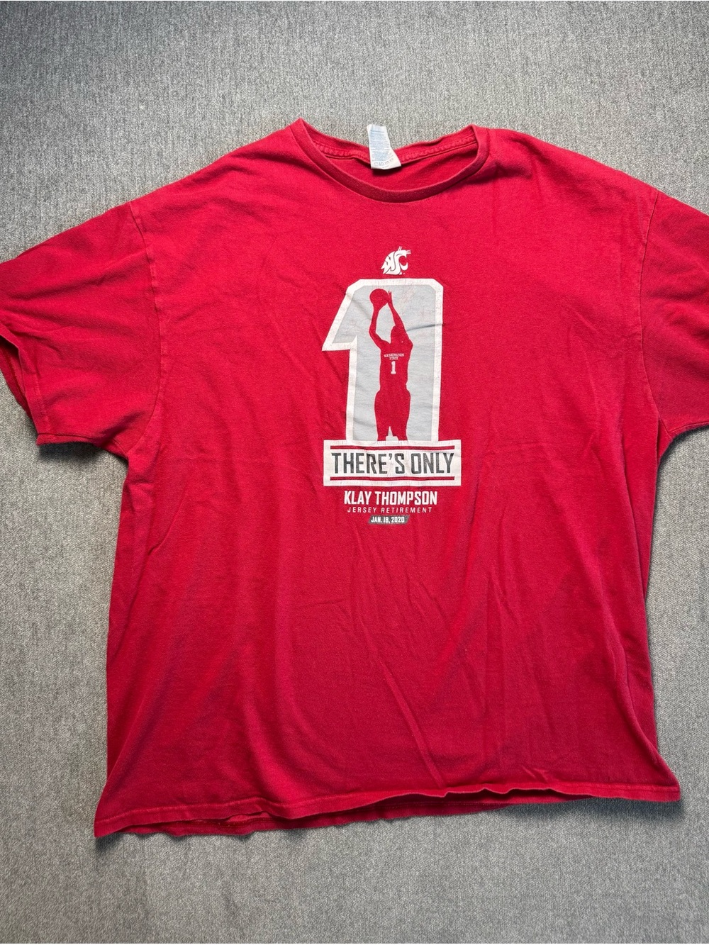 Vintage Klay Thompson WSU Men's Red Graphic Short Sleeve Tee